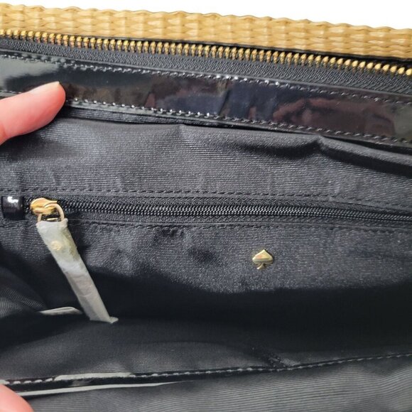 NWT Kate Spade Rattan Black Striped Bow Shoulder Three Pocket Bag W/ Dust Cover - Picture 4 of 14